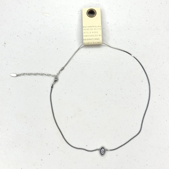 Anthropologie Silver Quilted Cosmetic Bag & Rhodium Necklace Set NWT - Picture 4 of 8